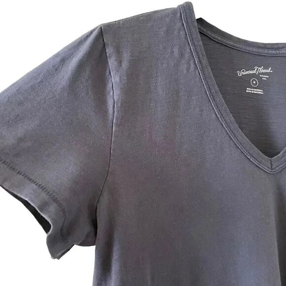 Universal Thread Charcoal Gray V-Neck Short Sleeves Cotton M # 1351 - Picture 5 of 12